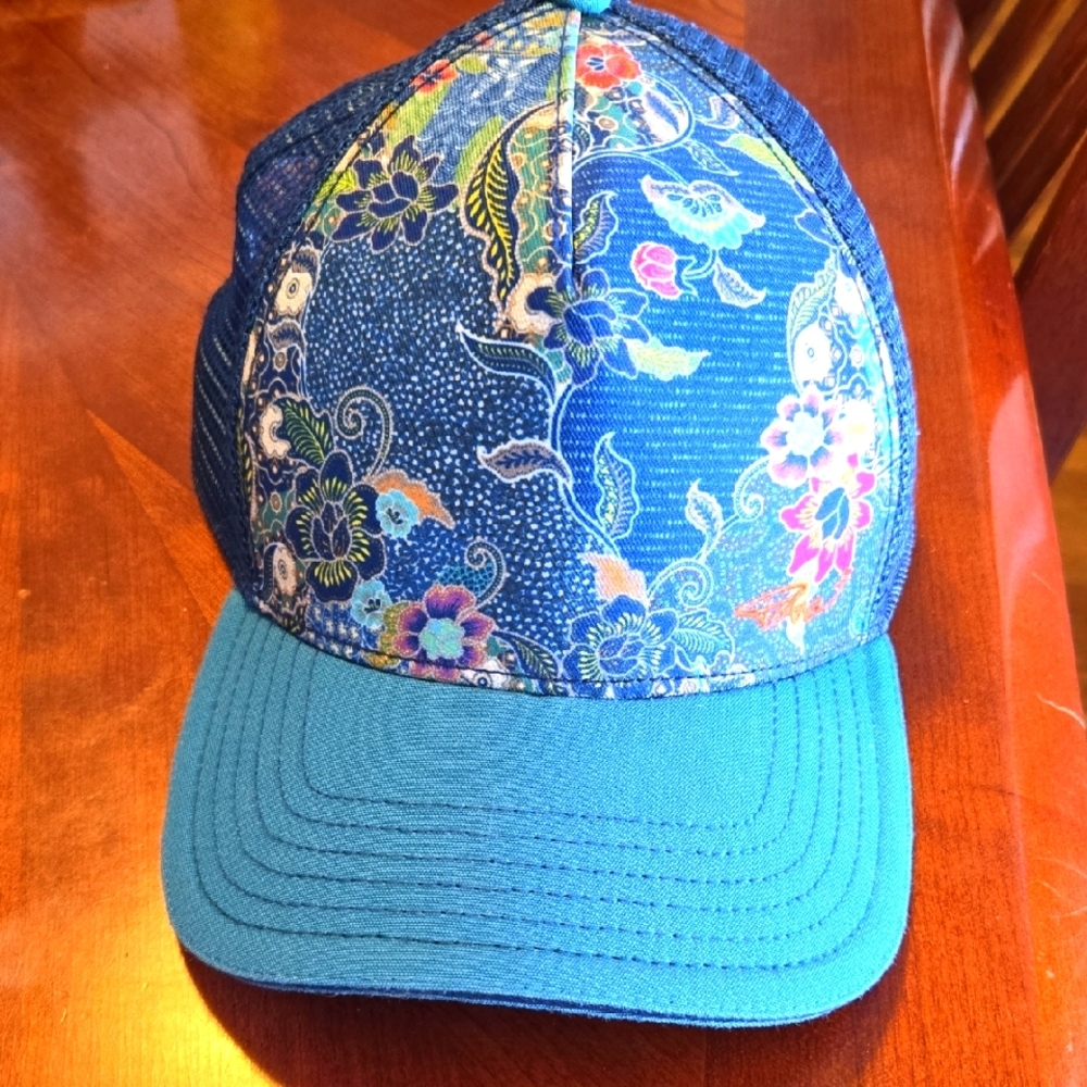 PRANA Trucker Hat. Fun and colorful prints on the front panel and a mesh back.